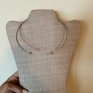 Sterling Silver Open Cuff Necklace with baby stones on pyramid ends.